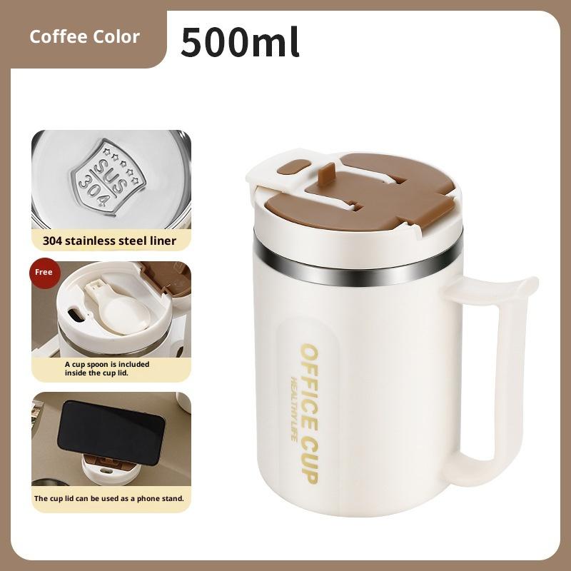 Cold Water Drinks Tumbler Tea Milk Cup 304 Stainless Steel Coffee Mug With Spoon Double Wall Thermal Stainless Steel