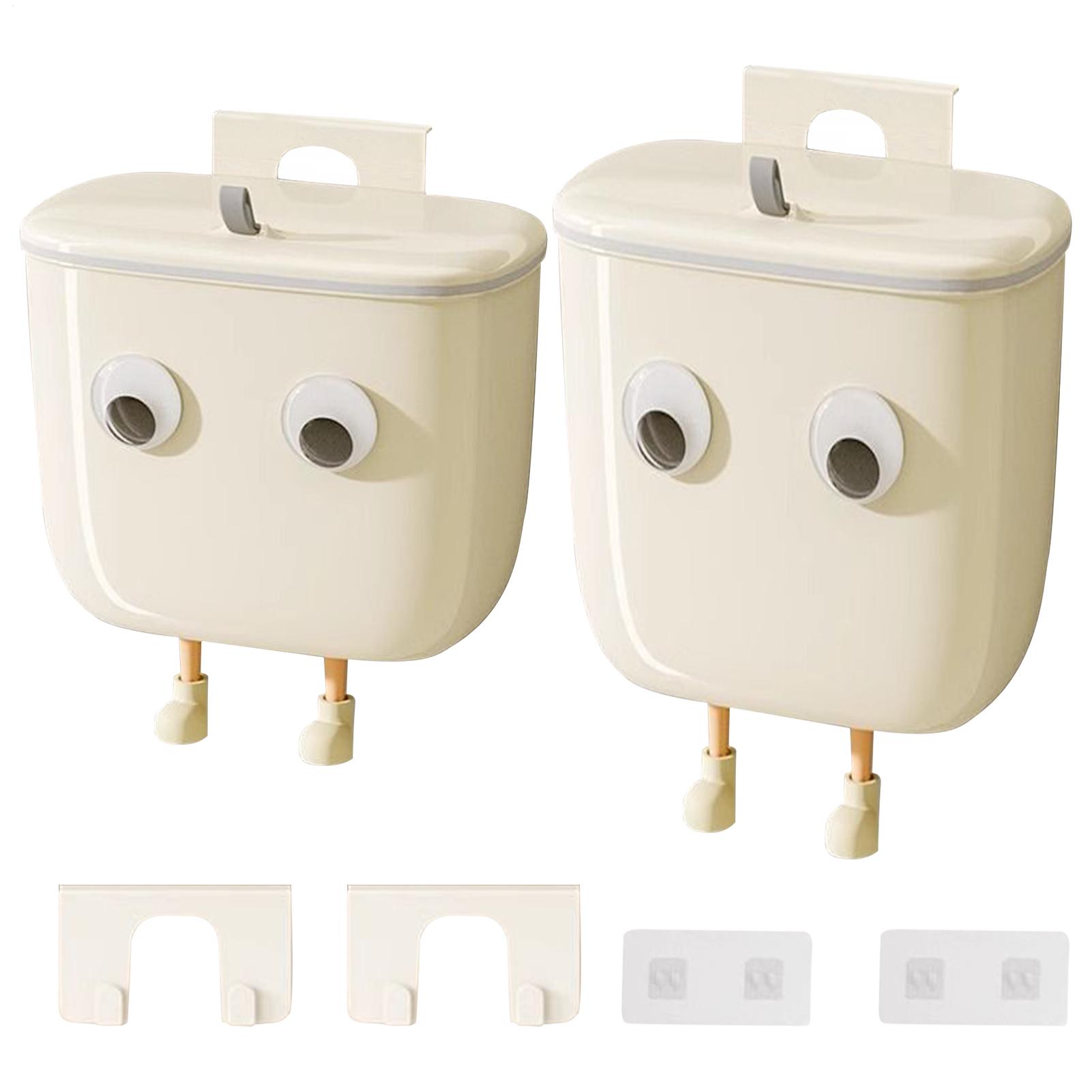 Kitchen Trash Can Cream Colored Wall mounted Kitchen Trash Can Cute Waste Basket with Lid Bathroom Trash Can for Wall Under Sink 9l
