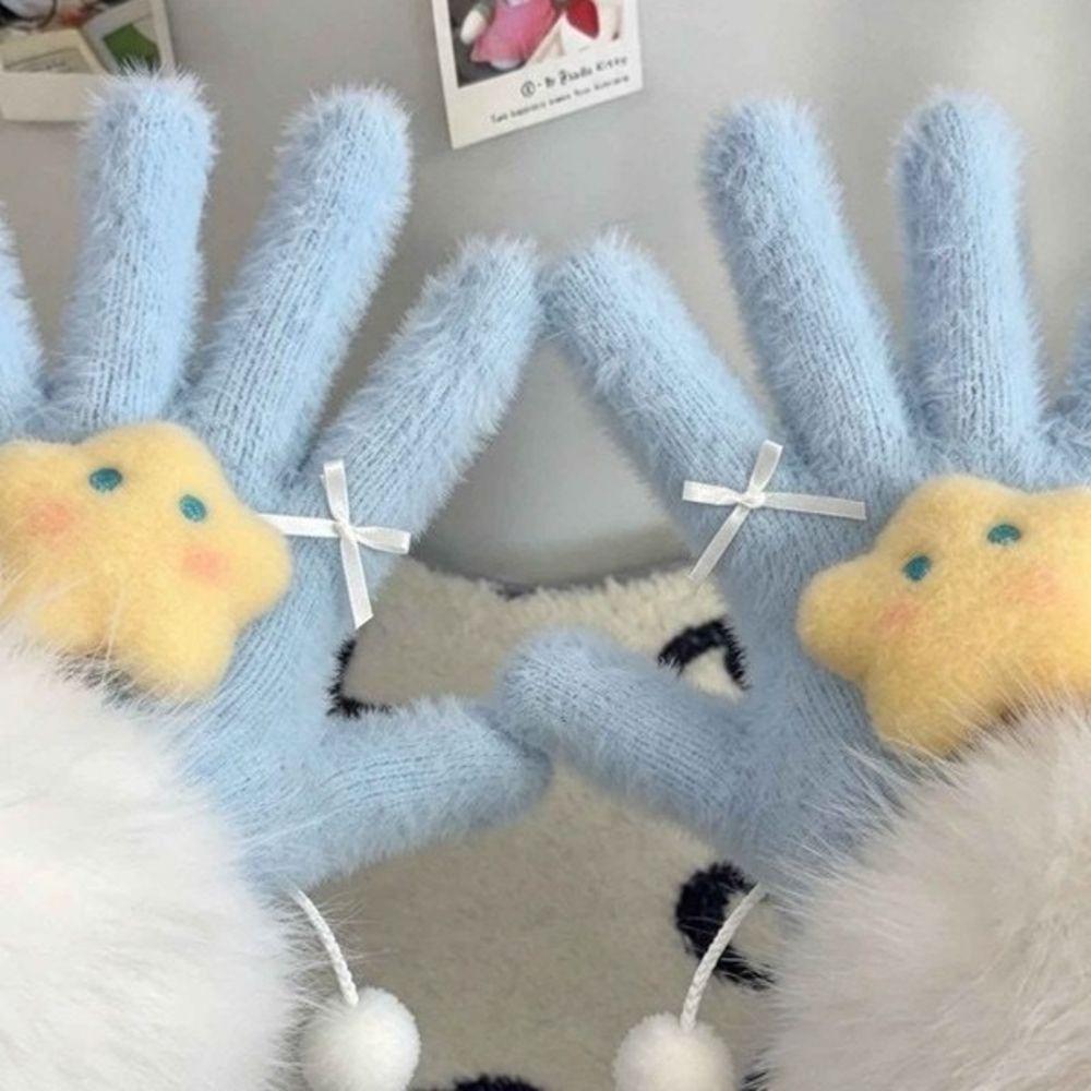 One Size Full Finger Gloves Soft Texture Girls Winter Gloves Cycling Activity