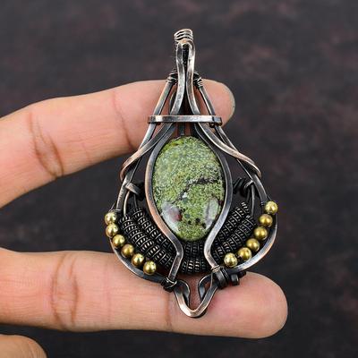 Dragon Bloodstone Gemstone Pendant Copper Wire Wrapped Pendant Handmade Jewelry Anniversary Gift Copper Wire Wrap Jewelry Birthstone Pendant