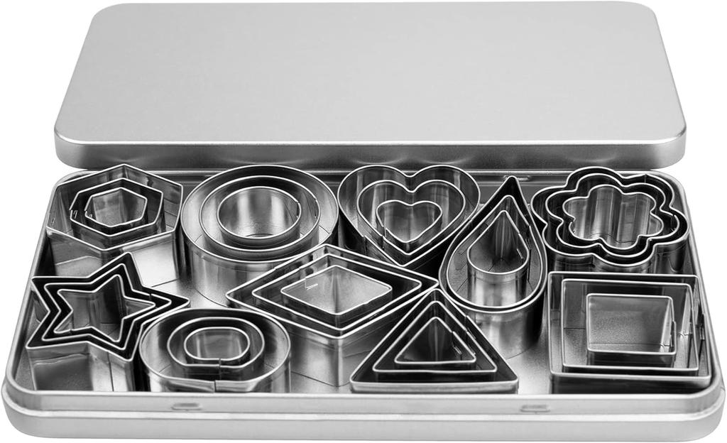 Mini Cookie Cutters Set Small Heart Star Flower Round Square Hexagon Oval Diamond - 24/30Pcs Stainless Steel Cookie Cutters