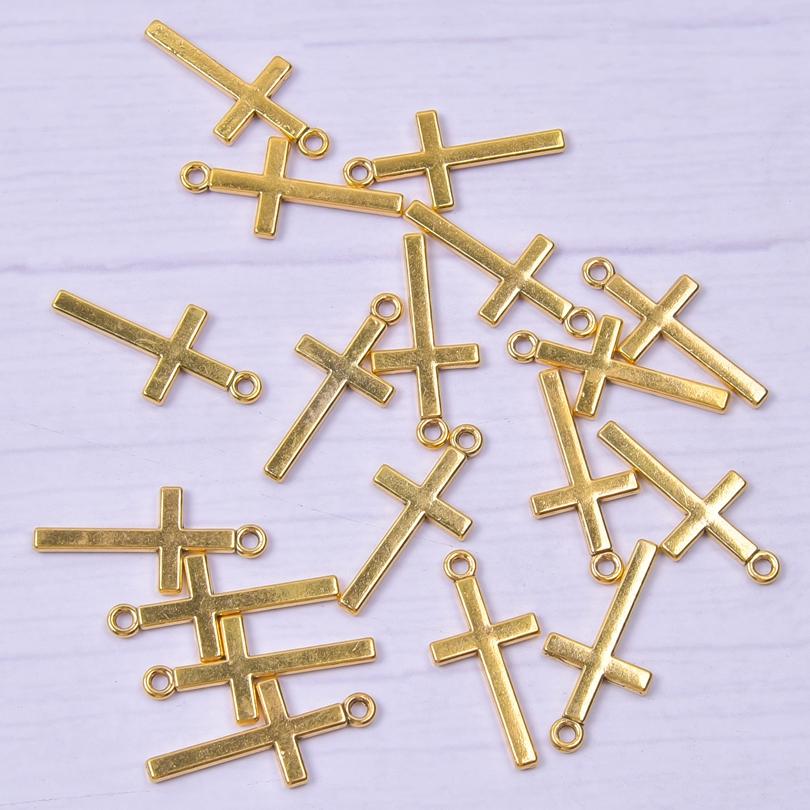 5Pcs Crosses Pendant Charms For Jewelry Making Supplies Christ Handmade Necklace Earrings Charm Gold Color Accessories Wholesale