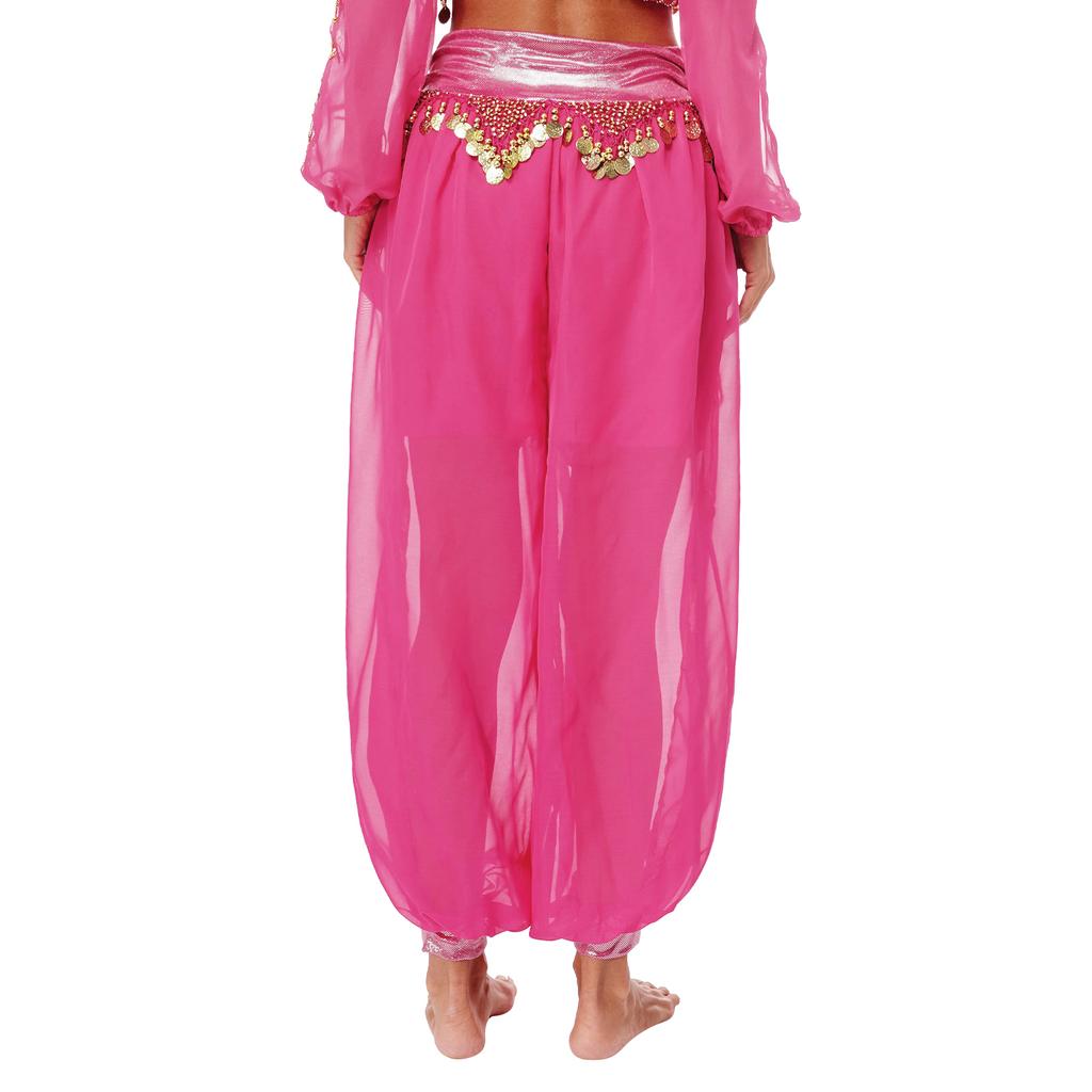 Women's Belly Dance Harem Pants Shiny Sequin Tassel Trouser Arabic Performance Loose Pants