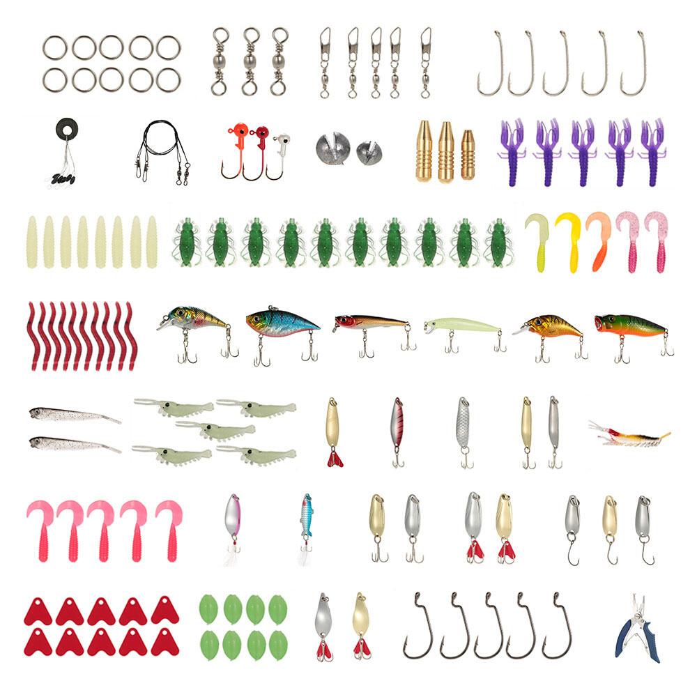 101PCS Fishing Lures Tackle Mixed Hard Baits Soft Baits Popper Crankbait VIB Topwater Floating Fishing Lures Hooks Fishing Accessories Kit Set with St