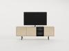 Meuble TV THEA – Chêne Nordic Clair & Noir – 3 Portes, 2 Niches – 180 X 40 X 55 Cm