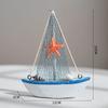 1pc Mini Mediterranean Nautical Wooden Blue Sailing Boat Wood Craft Ornament for Home & Party Decoration