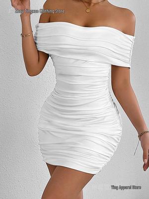 Europejska i Amerykańska Seksowna Dopasowana Sukienka Bodycon Jednoramienna dla Kobiet