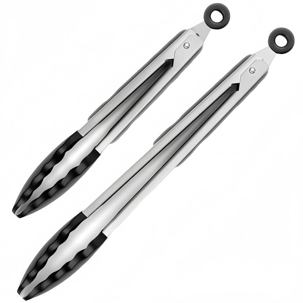 High-Temperature Resistant Stainless Steel Silicone Kitchen Tongs for Stir-Frying and Grilling