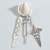 Medical Keychain Set with Thermometer Syringe and Caduceus Symbol Alloy Medical Nurse Ambulance Charm Keyring Accessory