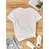 Women's Creative Print T-shirt, Round Neck, Short Sleeves, Casual Fashion, Loose Fit, Elegant Vintage Top