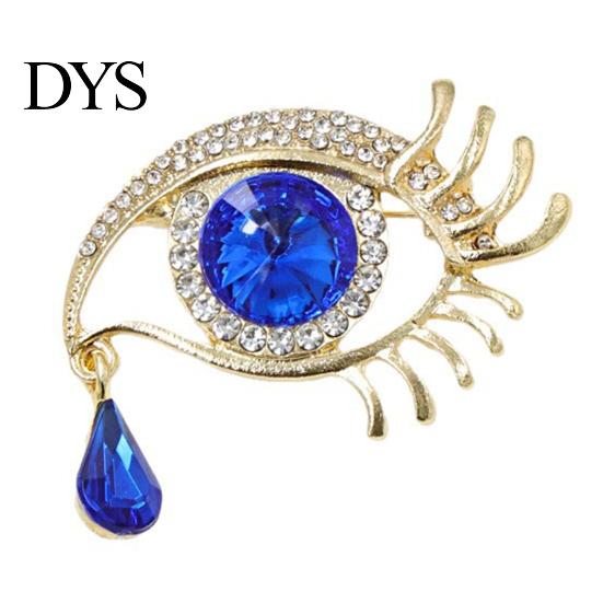 Electroplated Eye Accessory Bling Rhinestone Eyes Brooch Pin, Tear of Angel Lapel Pin Secure Clasp for Women, Sweater Cardigan Coat Suit Decoration