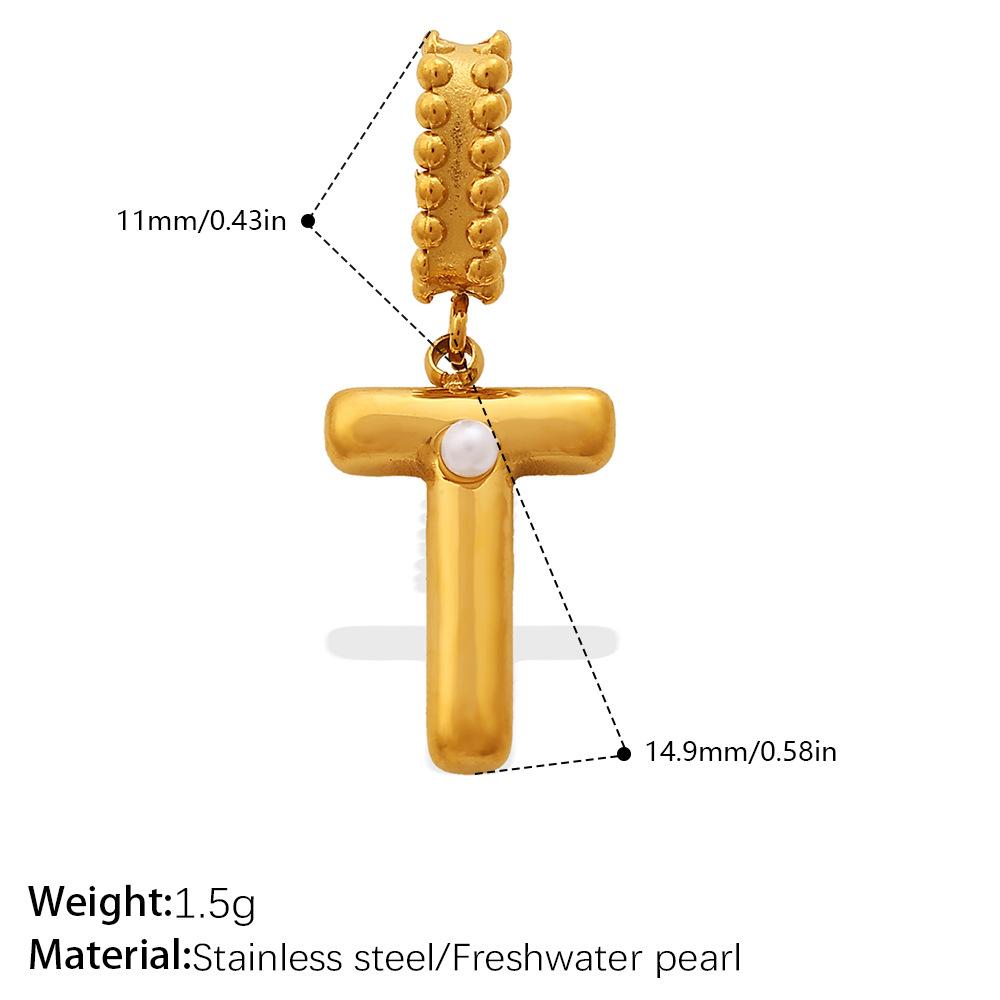 Fashion Personalized Bubble Three-Dimensional 26 English Pearl Letter Pendant Stainless Steel Gold-Plated Diy Accessories