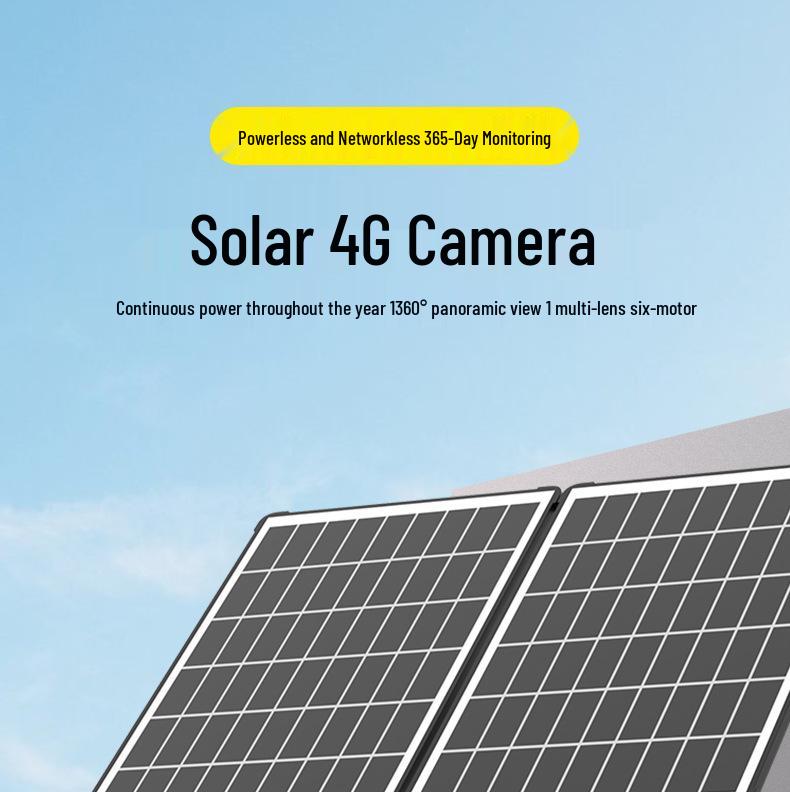 5-Screen Solar 360° Surveillance Monitor with No-Data HD Night Vision Camera