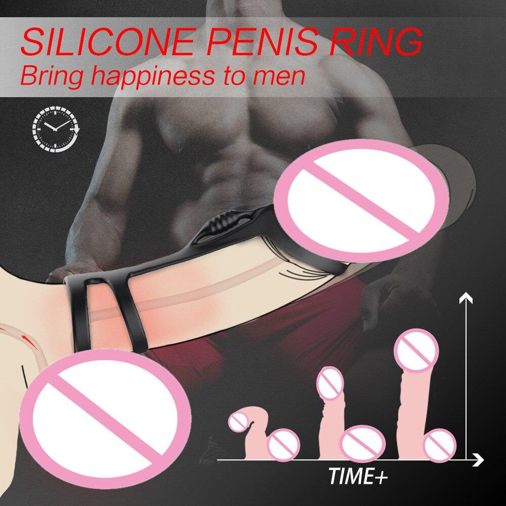 Double Ring Liquid Silicone Locking Sperm Ring Couples Co-Vibration Delayed Ring Adult Products Penis Resistance Compound Ring