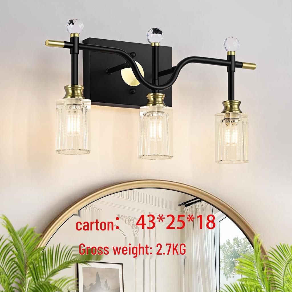 Retro Crystal Wall Lamp for Vanity, Living Room, Bedroom, or Study