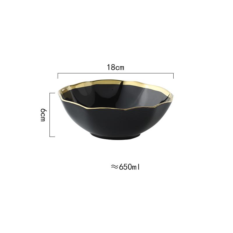 Nordic Golden Stroke Ceramic Plate Light Luxury Black White Pasta Steak Dinner Plates Dessert Dishes Soup Bowls Home Tableware