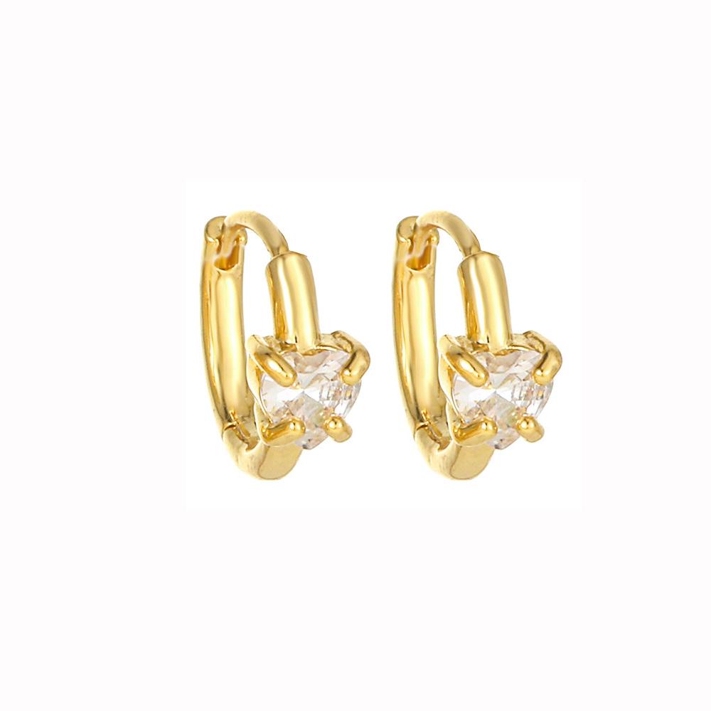 2PCS New Stainless Steel Gold Color Heart Hoop Earrings For Women Crystal Zirconia Punk Round Circle Cartilage Piercing Jewelry