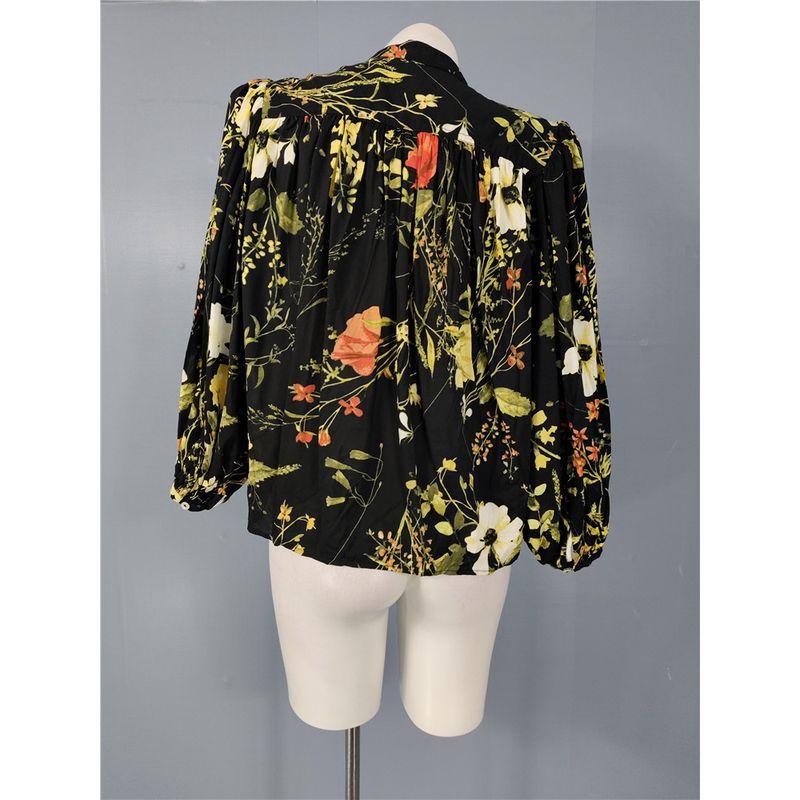 Export Single H Home Fashion Loose Cool Lantern Long Sleeve Breasted Exquisite Print Elegant Elegance Shirt Tops Women