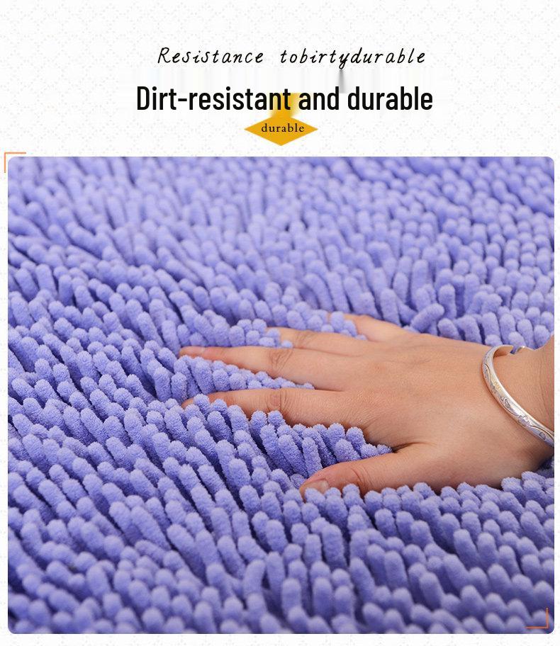 Non-Slip Chenille Half-Round Floor Mat - Water Absorbing, Machine Washable Rug for Hallway, Bathroom, and Bedroom