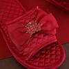Festive Red Bride & Groom Wedding Slippers - Summer Dowry Gift Pair