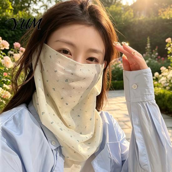 Lightweight Summer Face Mask Women Neck Sun Protection Mask, Cotton Dot Print UV Outdoor Cycling Cover, Foldable Gaiter Scarf for Driving Camping