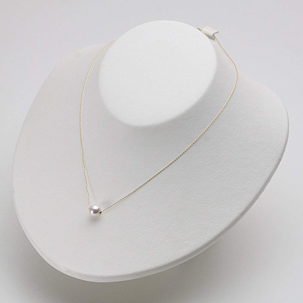 Collar con colgante de perla Akoya Moon Label en oro amarillo de 18 quilates para mujer 7,5 mm (Blanco Rosa/Rosa)