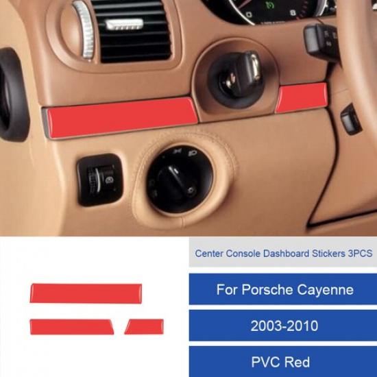 For Porsche Cayenne 2003-2010 Carbon Fiber PVC Driver Dashboard Cover Stick Trim PVC  ( Bright Red)