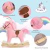 Kinder Schaukelpferd Baby Schaukeltier Pferd mit Tiergeräuschen Spielzeuggriffe für 36-72 Monate Plüsch Rosa 65 x 32,5 x 61 cm