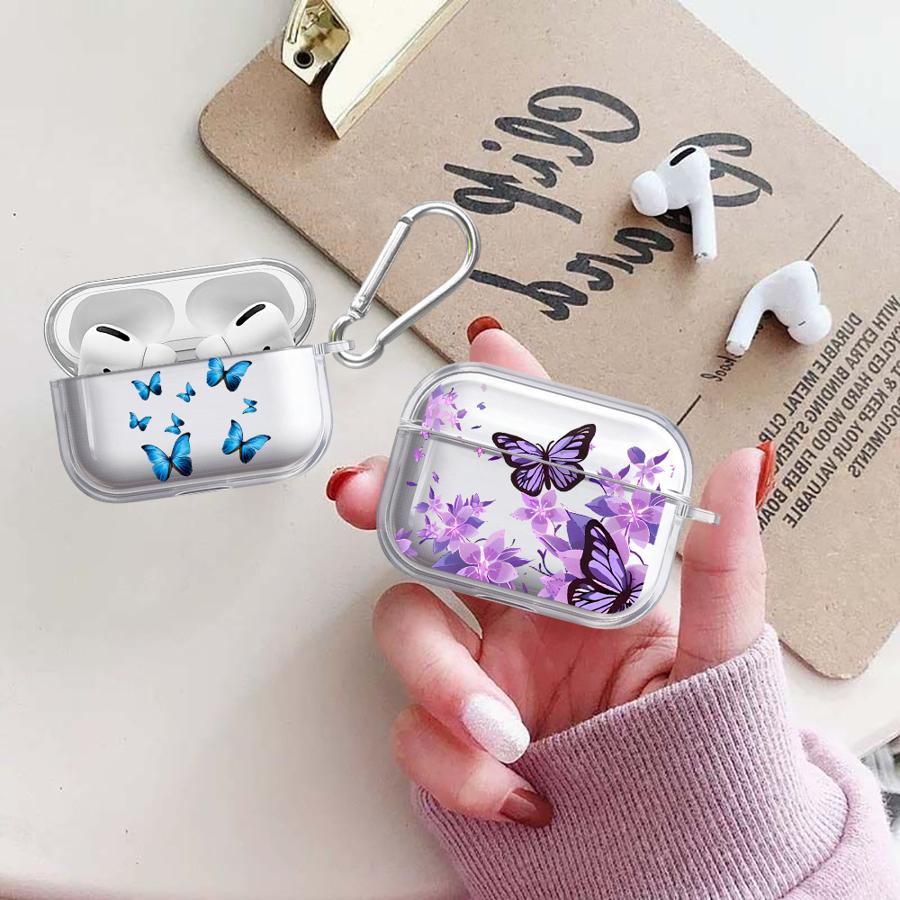 Clear Earphone Cases Cover Case For Airpods 2 Pro3 4 Pro 3 1 Pro2 Cartoon Butterfly