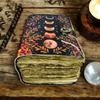 200 Page Large Grimoire Vintage Leather Journal, Moon Phase Fat Journal, Blank Spell Book of Shadows Celestial Christmas Gifts For Him Her