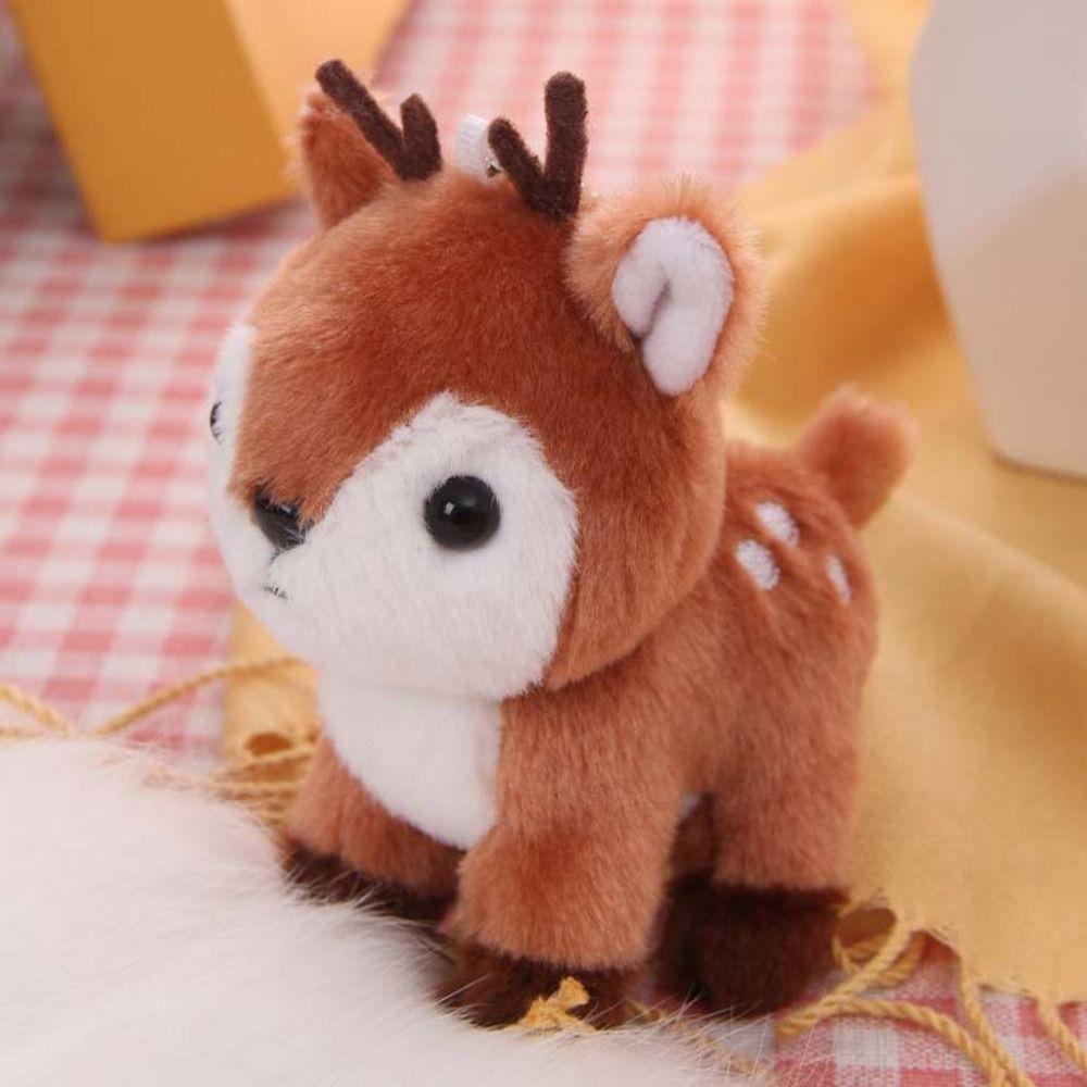 Stuffed Animal Deer Plush Toy Fawn Keychain Fluffy Elk Doll Stuffed Deer Keychain  Backpack