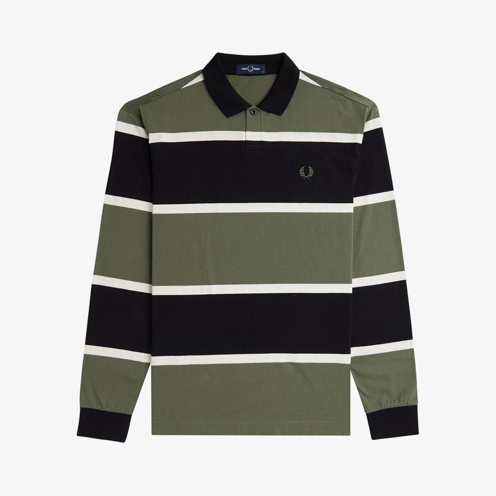 FRED PERRY [Sport] Striped Long Sleeve Polo Shirt (X21) Afpm2438519-X21