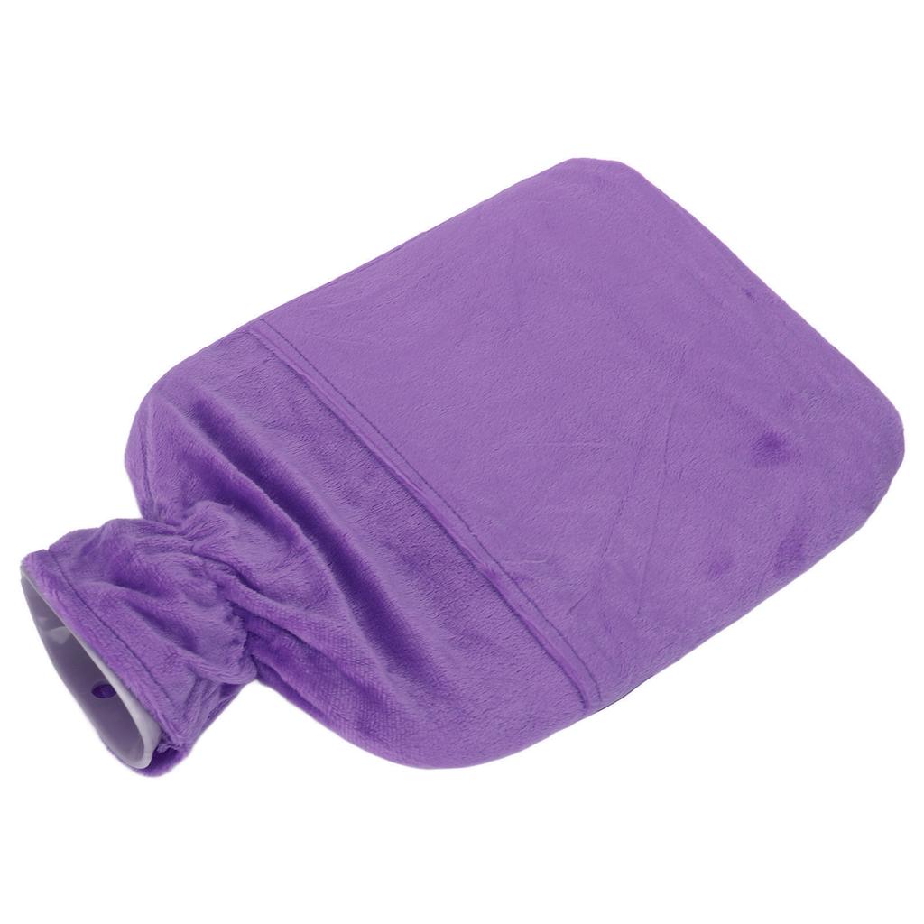 Hot Water Bottle with Plush Cover Men Women 2L PVC Soft Hot Water Bag for Neck Shoulder Soreness Purple