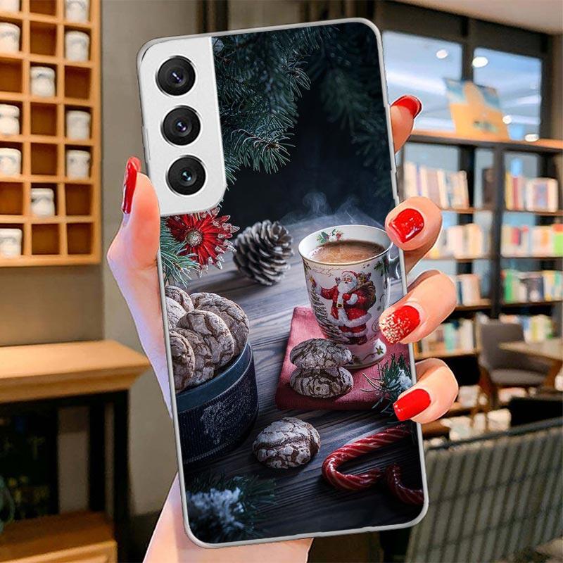 Winter Coffee Christmas Cover Phone Case For Samsung Galaxy S26 S25 Edge S24 Ultra S23 S22 Plus S21 S20 FE Soft Fundas Shell Gal