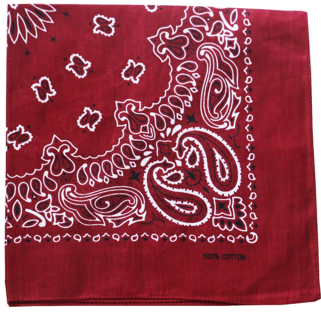 Trifong Bandana Red Men's Paisley Adults Handkerchief 100% Cotton Cashew Pattern Unisex 55cm x 55cm Wine Red