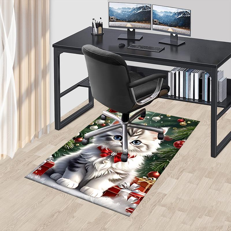 1PC Cat Christmas Carpet Ultra Soft, Thick & Absorbent, Non Slip Machine Washable Mat for Entryway