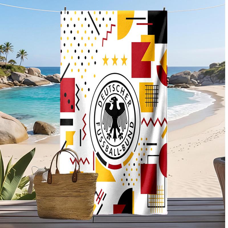 Germany Football Print Beach Towel Quick Dry Super Absorbent Soft Bath Towel for Swimming Beach Travel Fan Souvenir Gift