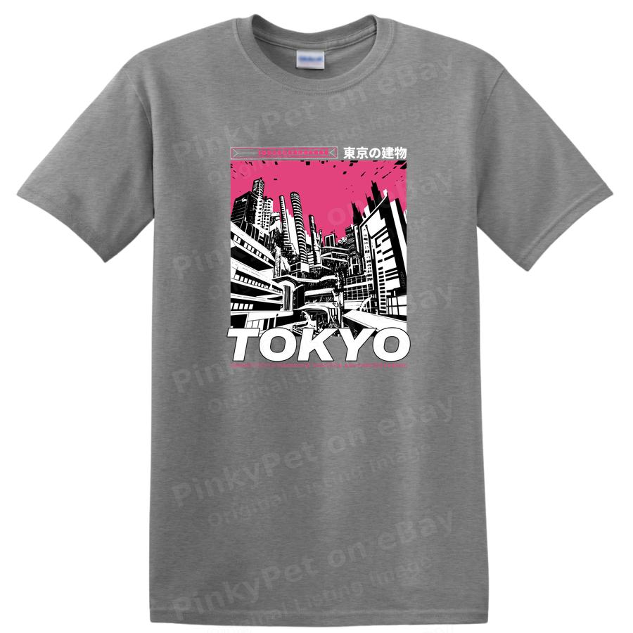 Tokyo Cityscape Graphic Art T Shirt Urban Skyline Print Tee Retro Style