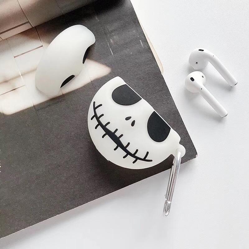 Creative Luminous Skull 3D Protective Case for AirPods 1/2/Pro, Soft Silicone Wireless Bluetooth Earphone Cover Halloween Case