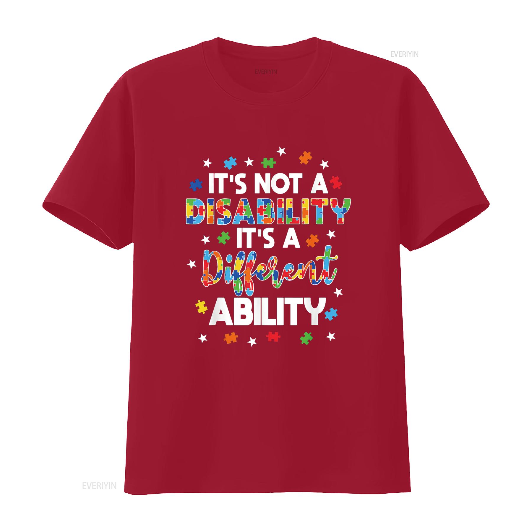 It s Not A Disability Different Ability Autism T Shirt vintage Washed Slightly Casual fashion homme Soft Stretched streetwear S