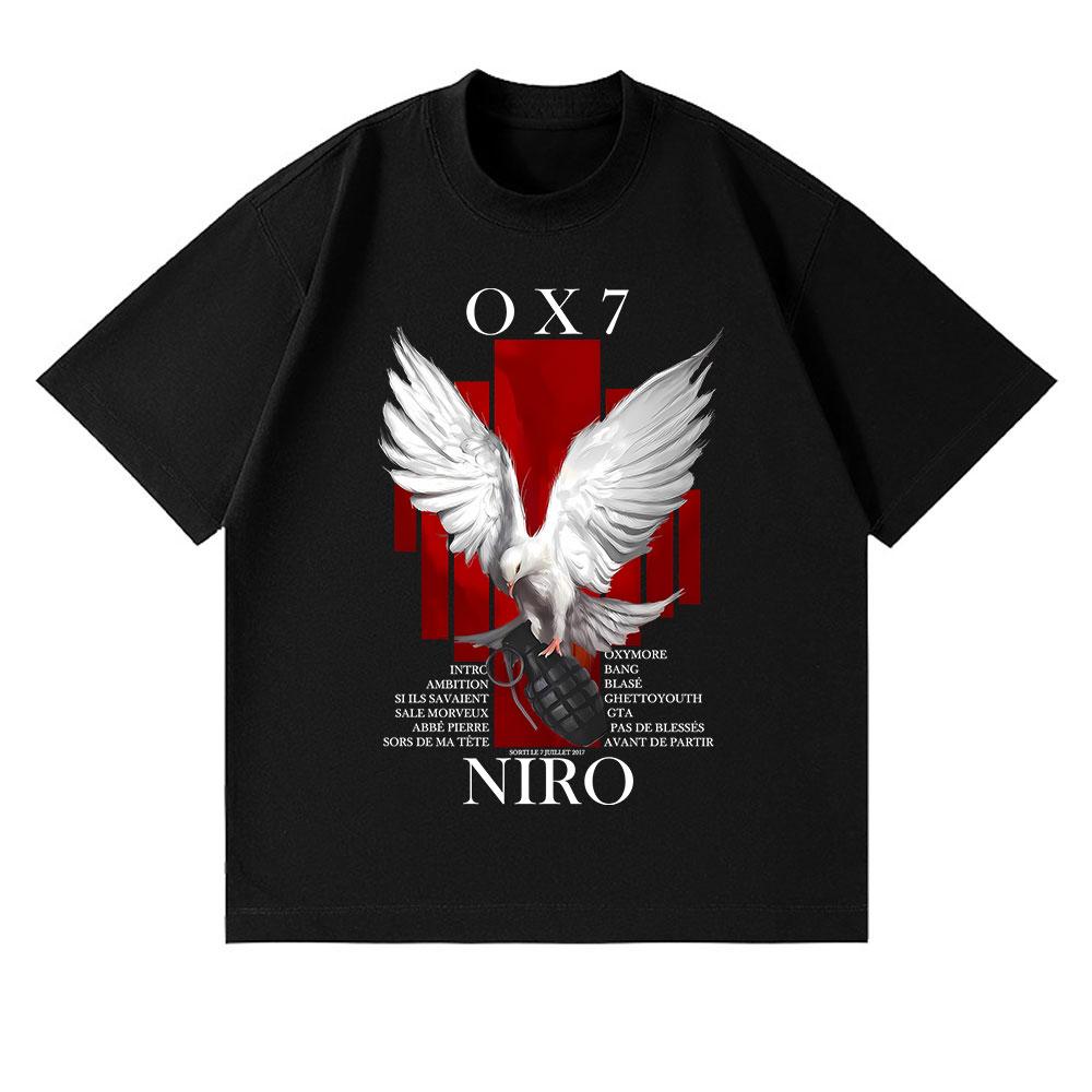 Rapper Niro OX7 Album T-shirt Men Women Clothes Hip Hop Fashion Pop Music T-shirts Male Casual Vintage T Shirt Streetwear
