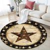 Rustic Star Round Area Rug,Carpet Rug for Living Room Bedroom Sofa Playroom Decor,Non-slip Floor Mat