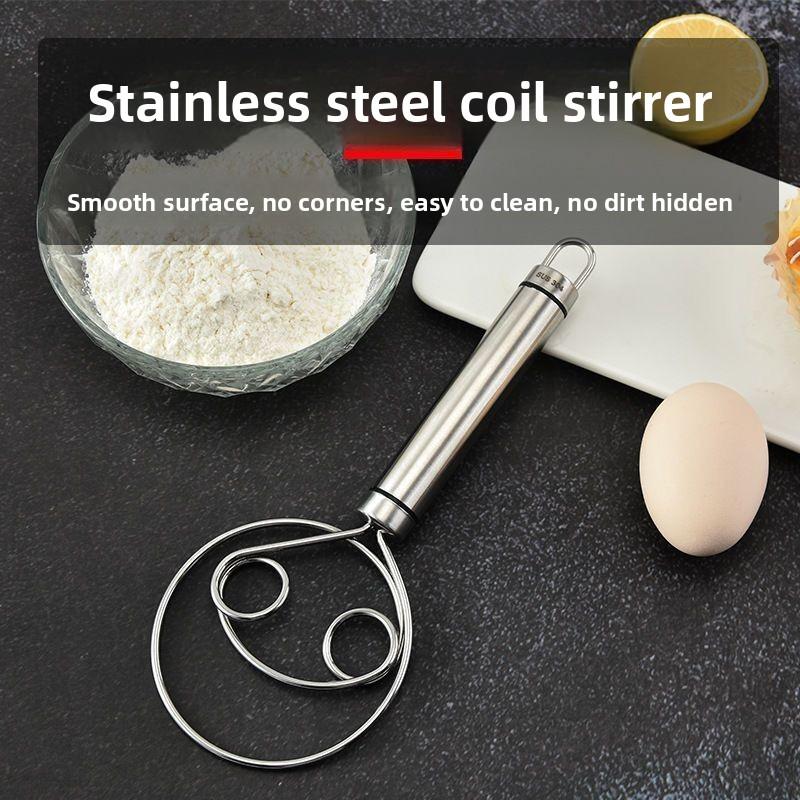Stainless Steel Manual Double Circular Coil Dough Mixer, Mixer, Manual Dough Powdering Machine, Dough Mixing Rod, Flour Mixing Rod
