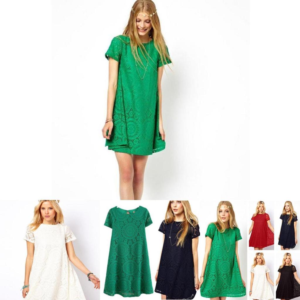 Elegante Abito in Pizzo Stile Europeo Abito Corto Svasato Vita Alta
