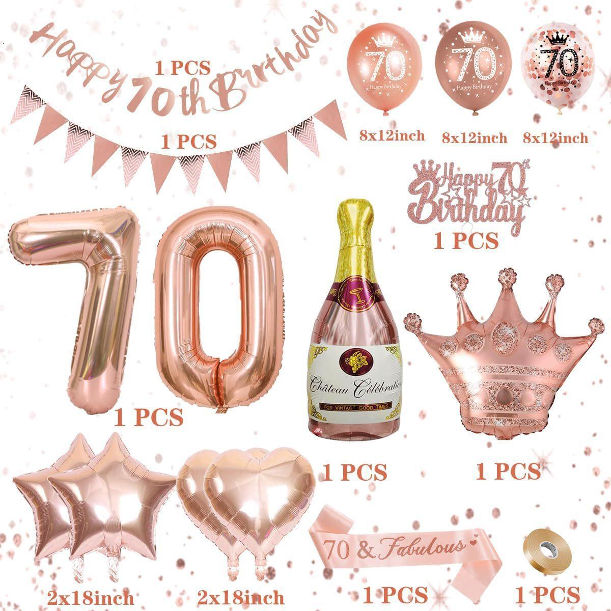 

Rose Gold Digital Birthday Balloon Set, Rose Gold Digital Birthday Party Ornament Flag Balloon Set Rose gold flag 70
