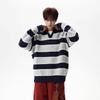 Unisex Retro-gestreifter Pullover mit Kragen - Lässige Winterstrickware