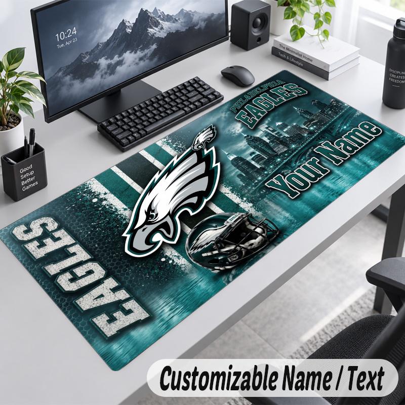 Philadelphia Eagles Personalized Large Mouse Pad Custom Name Text Extended Desk Mat Gaming Mousepad