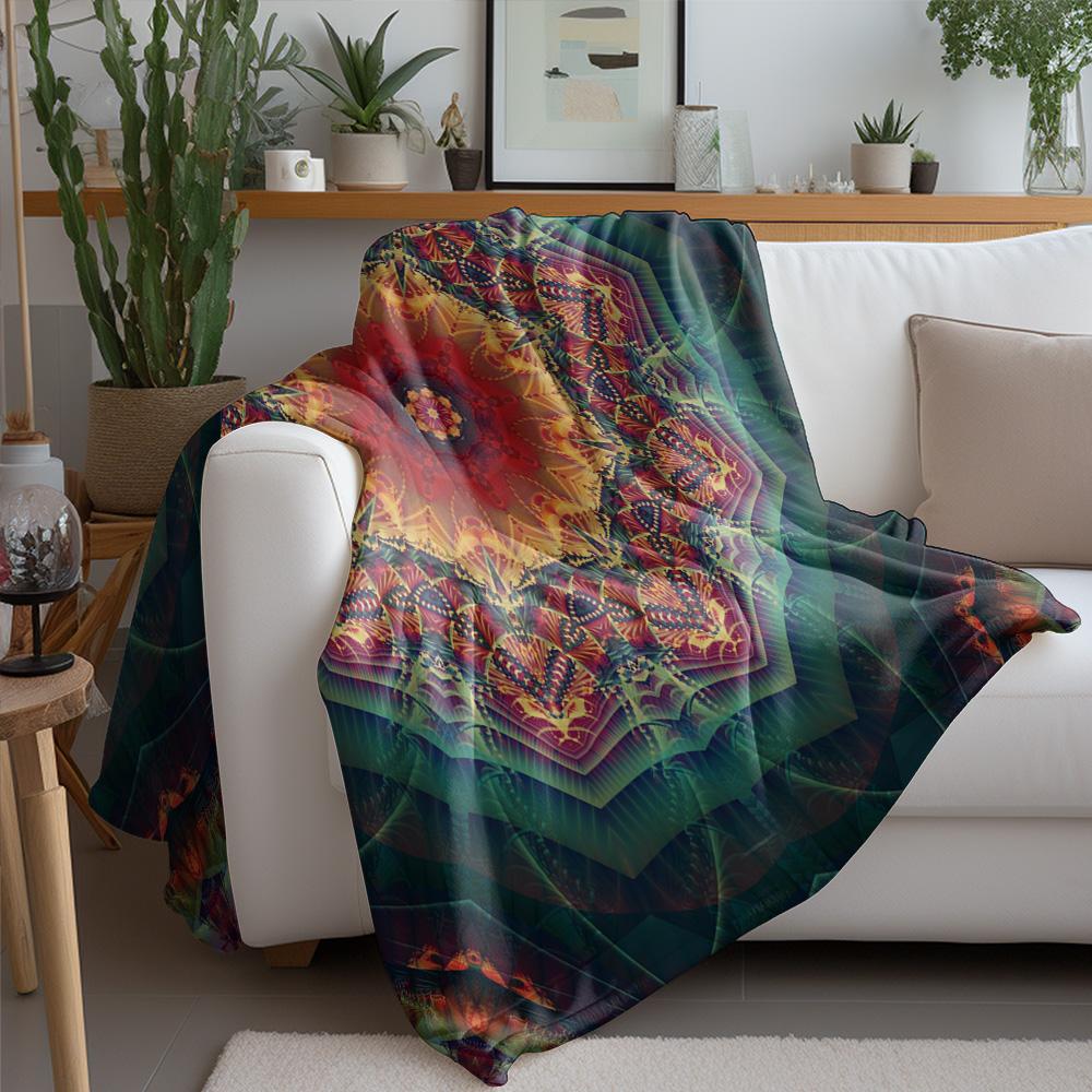 Psychedelic Fractal Kaleidoscope Pattern Blanket Decorative Throw Bed Sofa Cover Art Print