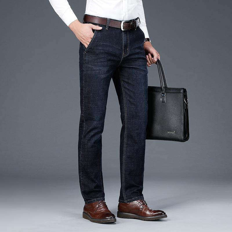 Мужские прямые брюки из эластичного денима с высокой талией — фото 5