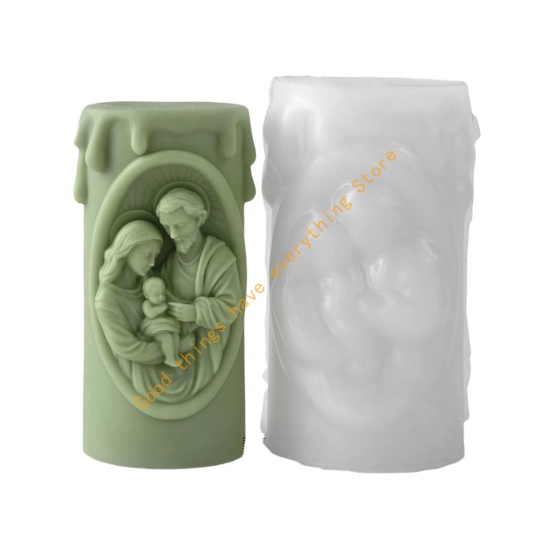 Nativity Embossed Cylinder Silicone Mould Silicone For Making Soap Chocolate Holiday Decoration 55KF